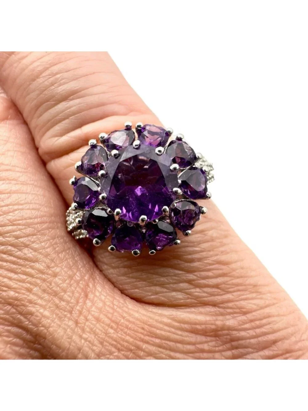 Chuck Clemency Womens Ring Sterling Silver Purple Amethyst Size 7